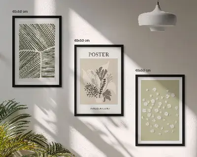 Wall art set with subdued plant motifs