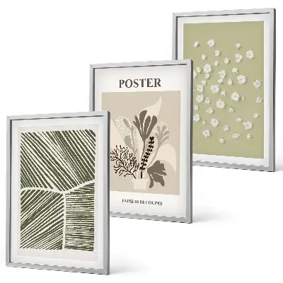 Wall art set with subdued plant motifs
