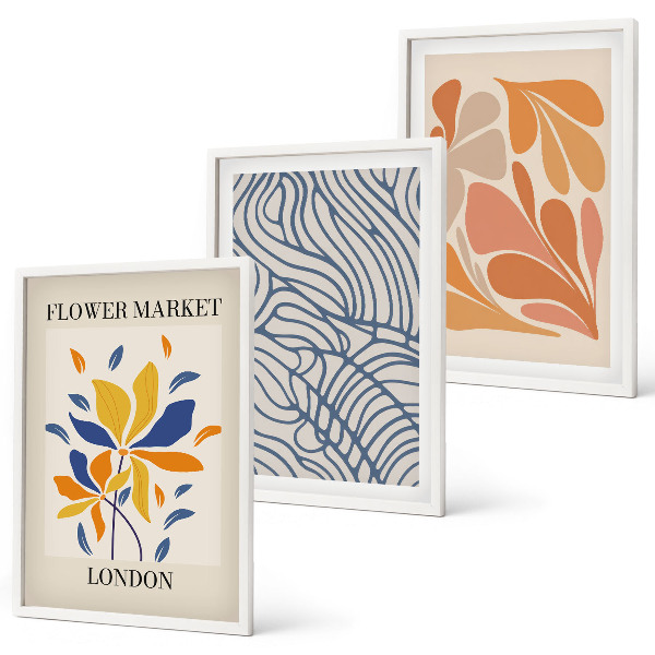 Three-piece wall art piece Modern abstract flowers