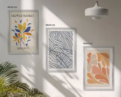 Modern abstract flowers wall art three-piece set