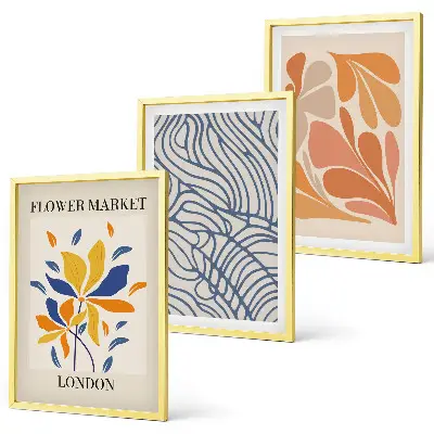 Modern abstract flowers wall art three-piece set