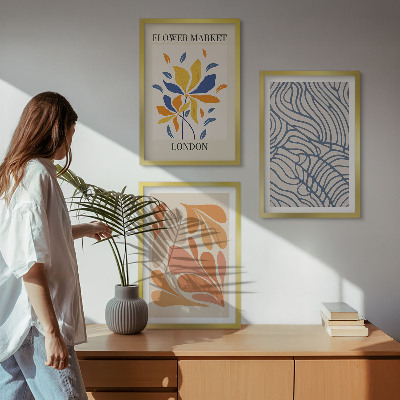 Three-piece wall art piece Modern abstract flowers
