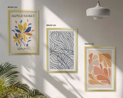 Modern abstract flowers wall art three-piece set