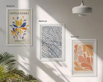 Modern abstract flowers wall art three-piece set
