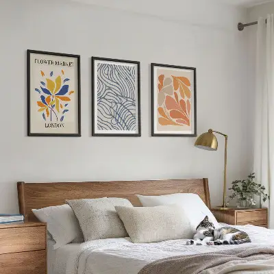 Modern abstract flowers wall art three-piece set