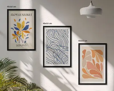 Modern abstract flowers wall art three-piece set