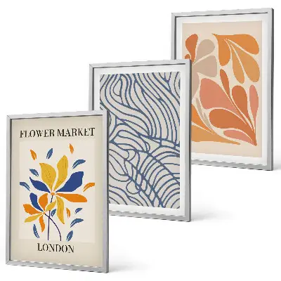 Modern abstract flowers wall art three-piece set