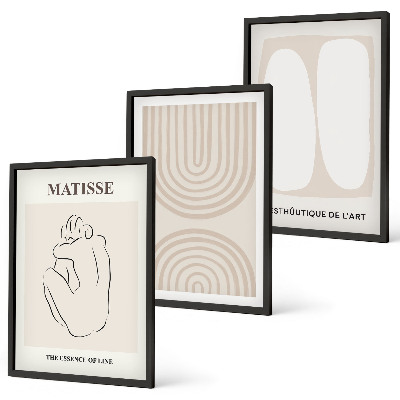 Set of 3 framed wall art pieces Stylish minimalist lines