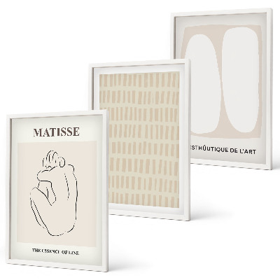 Wall art set Lines shapes beige white