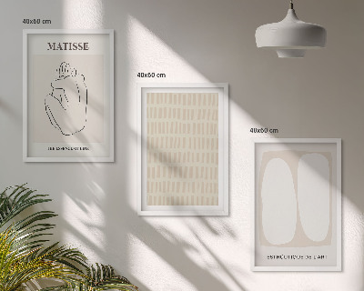 Wall art set Lines shapes beige white