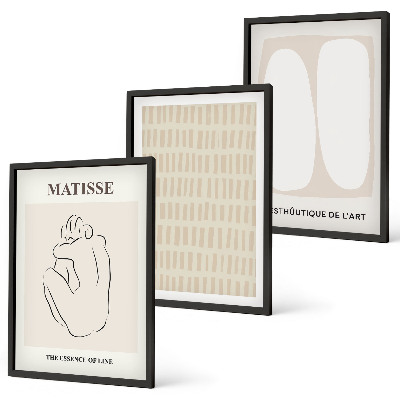 Wall art set Lines shapes beige white