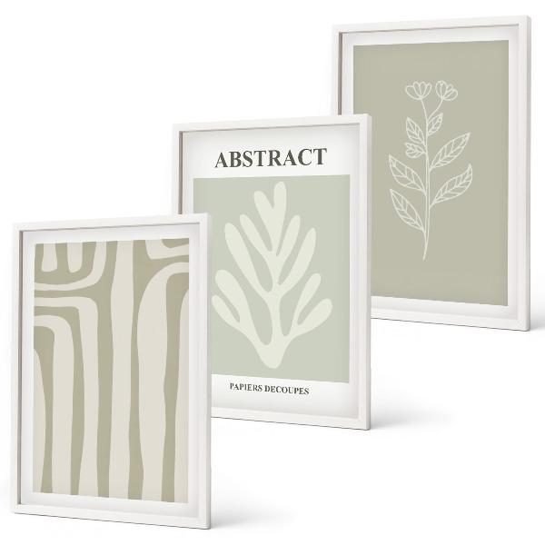 Three-piece wall art piece Abstract plant patterns