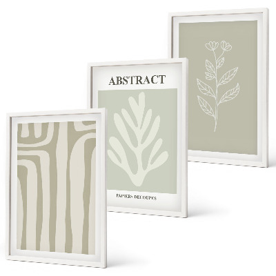 Three-piece wall art piece Abstract plant patterns