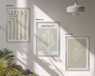 Three-piece wall art piece Abstract plant patterns