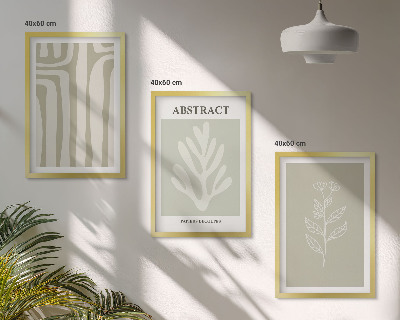 Three-piece wall art piece Abstract plant patterns
