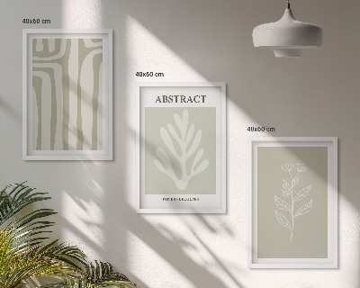 Three-piece wall art piece Abstract plant patterns