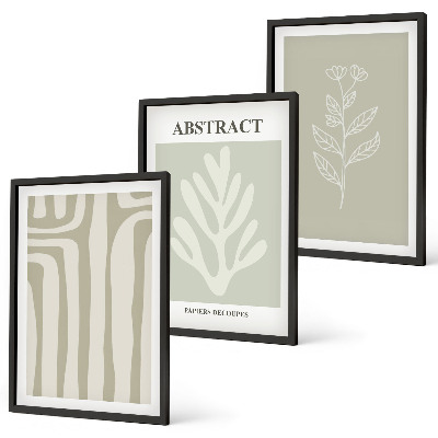 Three-piece wall art piece Abstract plant patterns