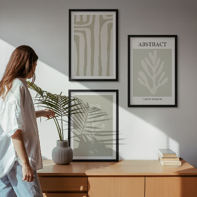 Three-piece wall art piece Abstract plant patterns