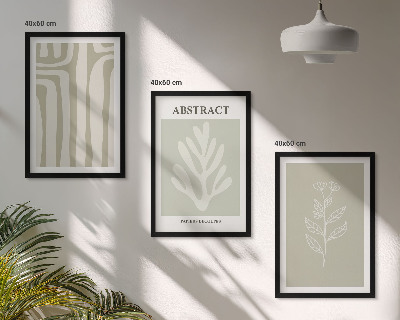 Three-piece wall art piece Abstract plant patterns