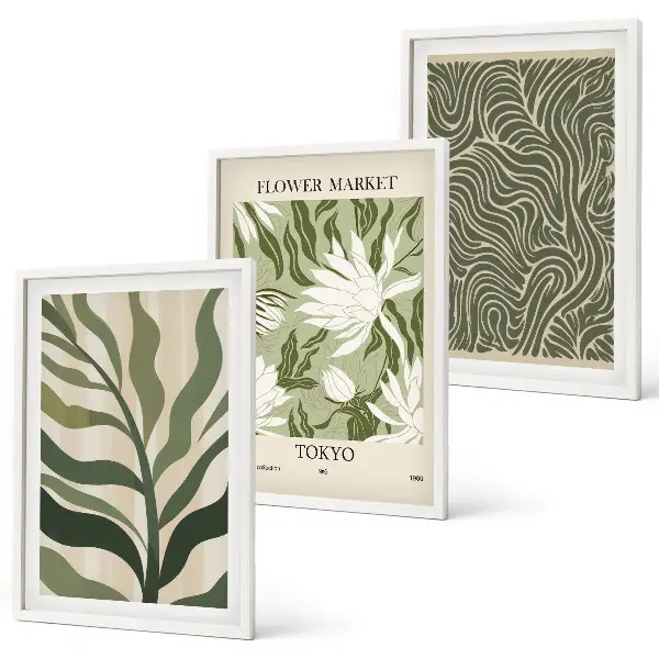 Boho botanical wall art set set of 3 framed prints