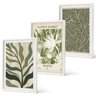 Boho botanical wall art set set of 3 framed prints