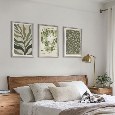 Set of 3 framed wall art pieces Plant patterns boho decorations