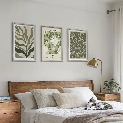 Boho botanical wall art set set of 3 framed prints