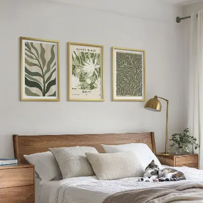 Boho botanical wall art set set of 3 framed prints