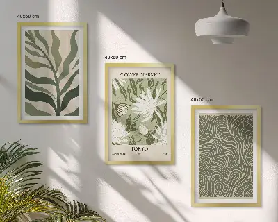 Boho botanical wall art set set of 3 framed prints