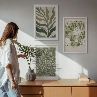 Boho botanical wall art set set of 3 framed prints