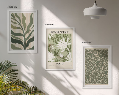 Set of 3 framed wall art pieces Plant patterns boho decorations