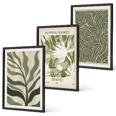 Boho botanical wall art set set of 3 framed prints