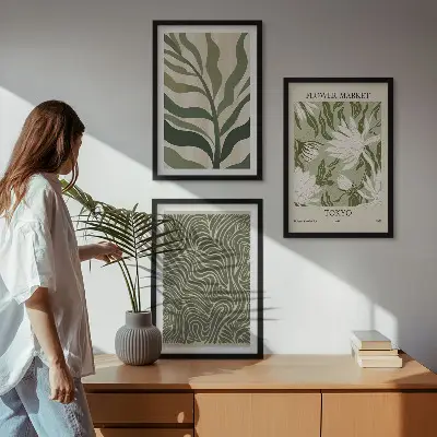 Boho botanical wall art set set of 3 framed prints