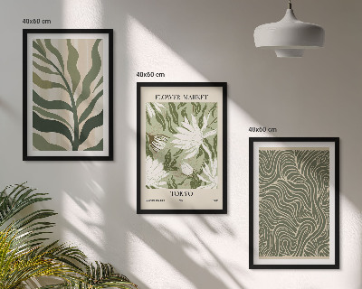 Set of 3 framed wall art pieces Plant patterns boho decorations