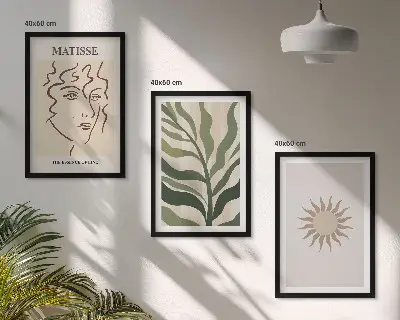 Wall art set with abstract plant patterns
