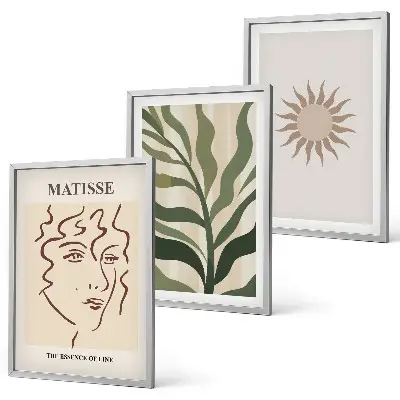 Wall art set with abstract plant patterns