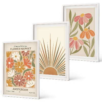 Three-piece wall art piece Pastel sun flowers