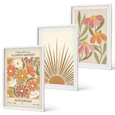 Pastel sunflowers wall art three-piece set
