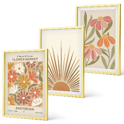 Three-piece wall art piece Pastel sun flowers