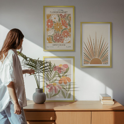Three-piece wall art piece Pastel sun flowers