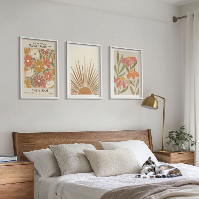 Three-piece wall art piece Pastel sun flowers