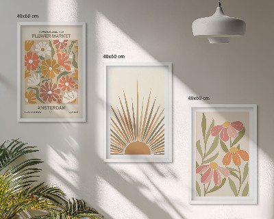 Three-piece wall art piece Pastel sun flowers