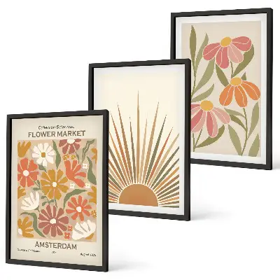 Pastel sunflowers wall art three-piece set