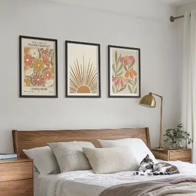 Pastel sunflowers wall art three-piece set