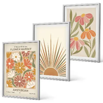 Pastel sunflowers wall art three-piece set