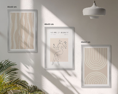 Set of 3 framed wall art pieces Abstract boho decorations