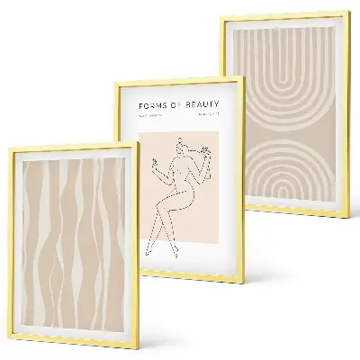 Set of 3 abstract boho framed wall art pieces 