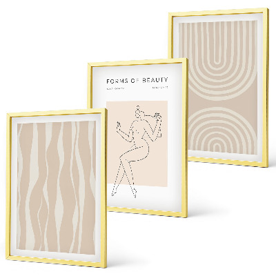 Set of 3 framed wall art pieces Abstract boho decorations