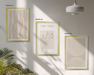 Set of 3 framed wall art pieces Abstract boho decorations