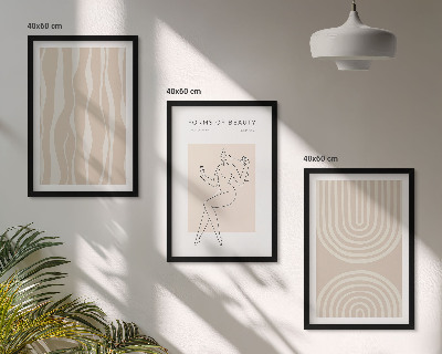 Set of 3 framed wall art pieces Abstract boho decorations